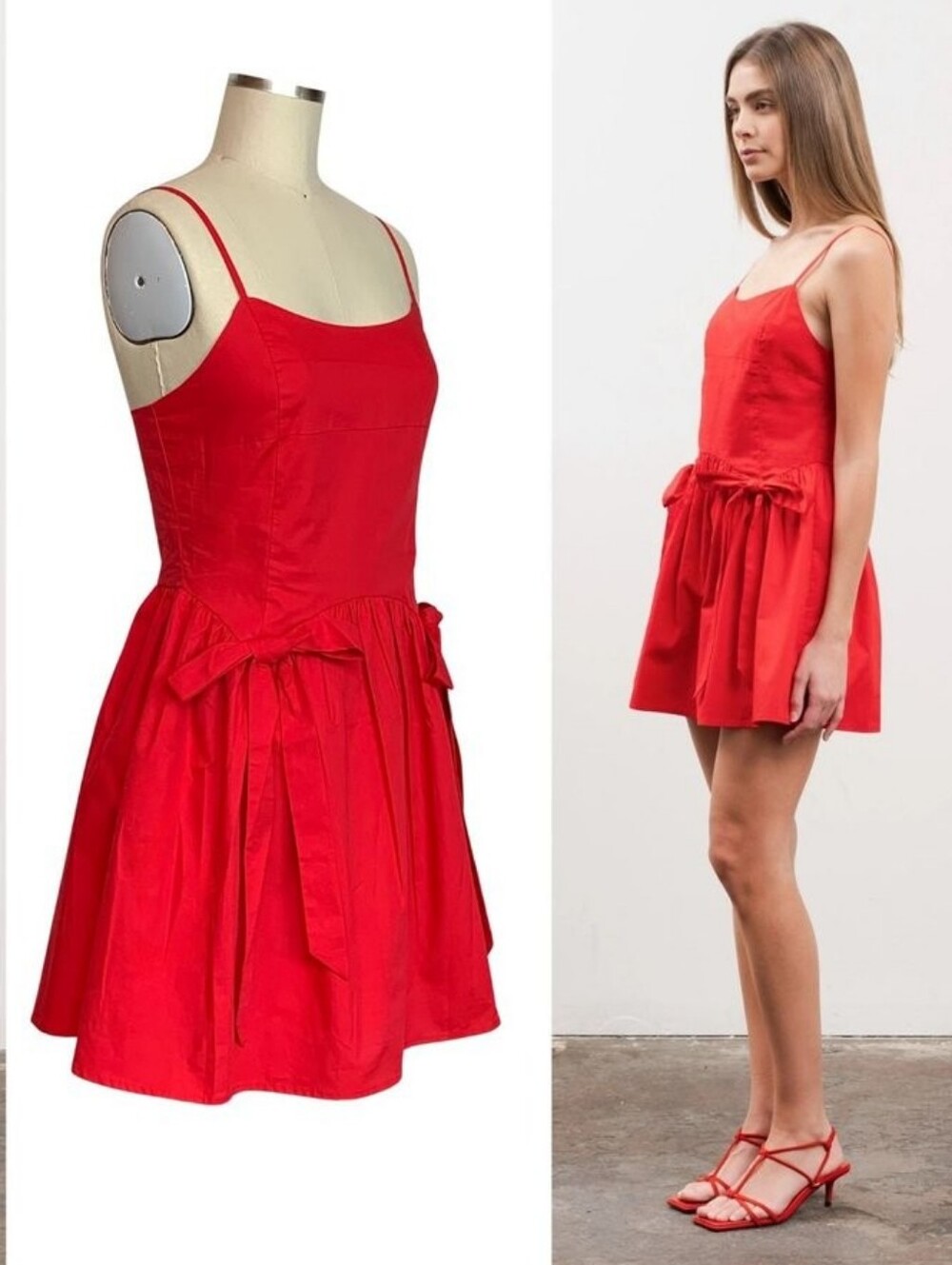🎀Moon River🎀 Red Fit & Flare  Dress with Side Bows - NWT Size L